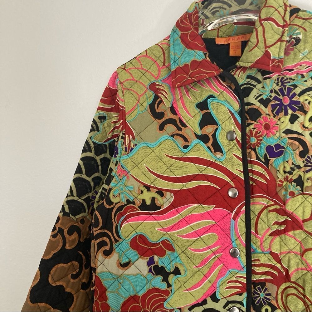 Harari 100% Silk Quilted Jacket Small Asian Inspired Bohemian Art To Wear Artsy - Picture 2 of 11